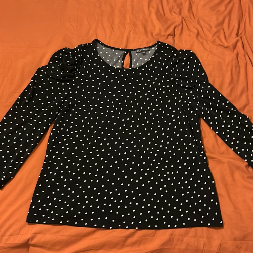 black top with white dots , super comfy